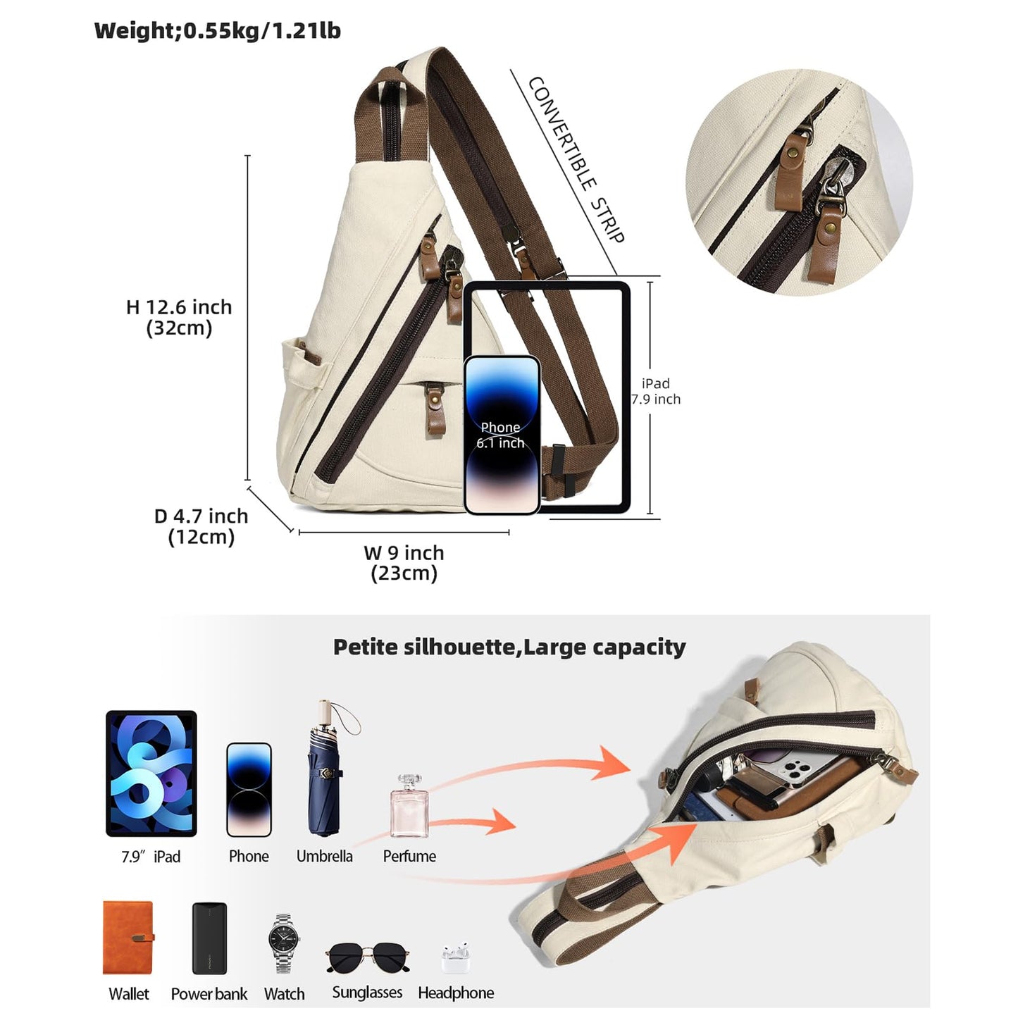 KL928 Sling Bag - Small Crossbody Backpack Shoulder Casual Daypack Rucksack for Men Women