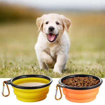 ME.FAN Collapsible Dog Bowl for Travel (12oz), 6 Pack Portable Pet Bowl with Carabiners, Foldable, Expandable