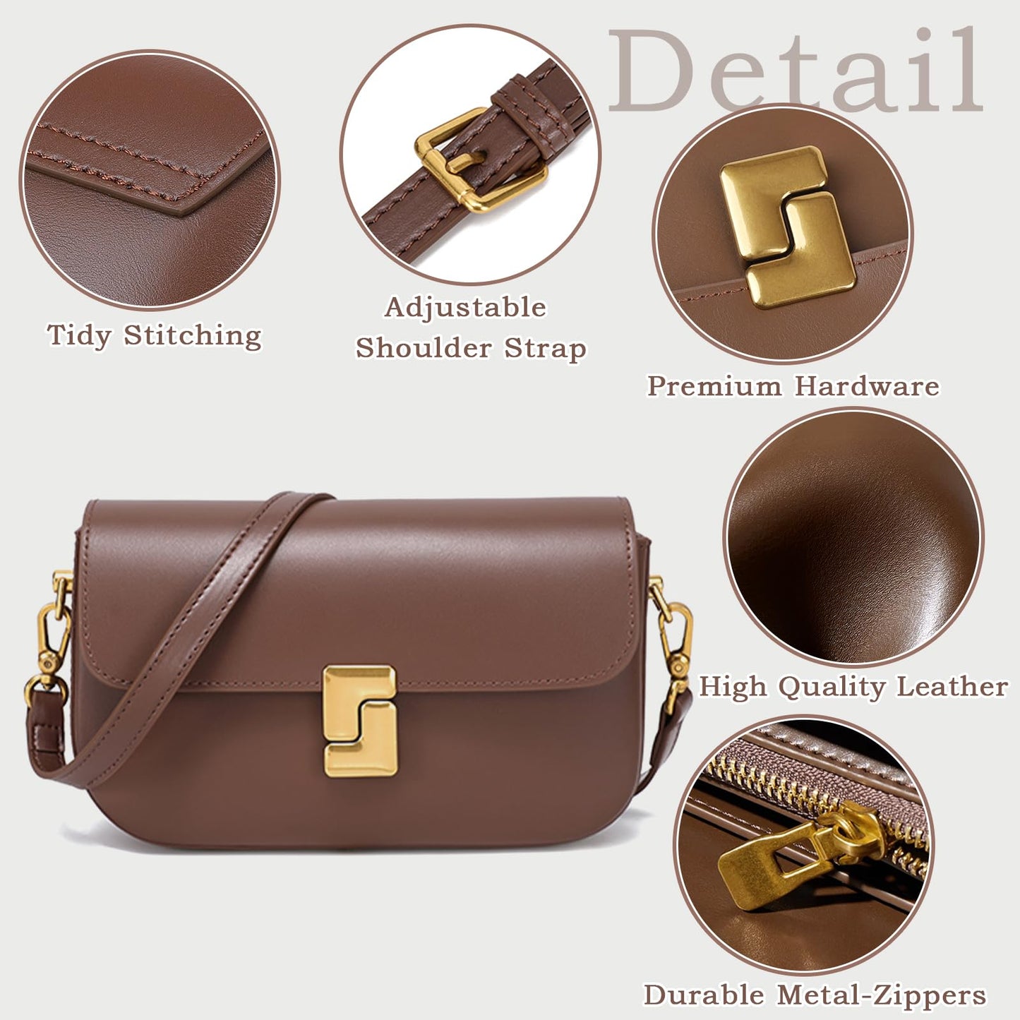 imeetu Soft Leather Crossbody Bag for Women, Top Handle Shoulder Bag Removable Shoulder Straps（Black