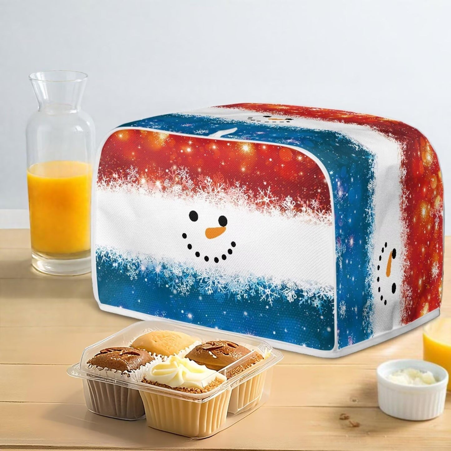 ASQVTIFE Christmas Snowman Toaster Dust Cover 4 Slice Christmas Decorations for Kitchen Cute Snowman Slice Toaster Cover Fits for Most Standard 4 Slice Toasters Gift for Mom Wife Friends