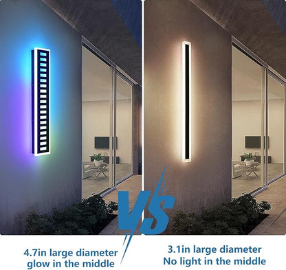 Outdoor Wall Light 24W RGB Modern Outdoor Wall Light LED External Lighting Fixture 23.6" Porch Lamp Waterproof for Patio, Garage