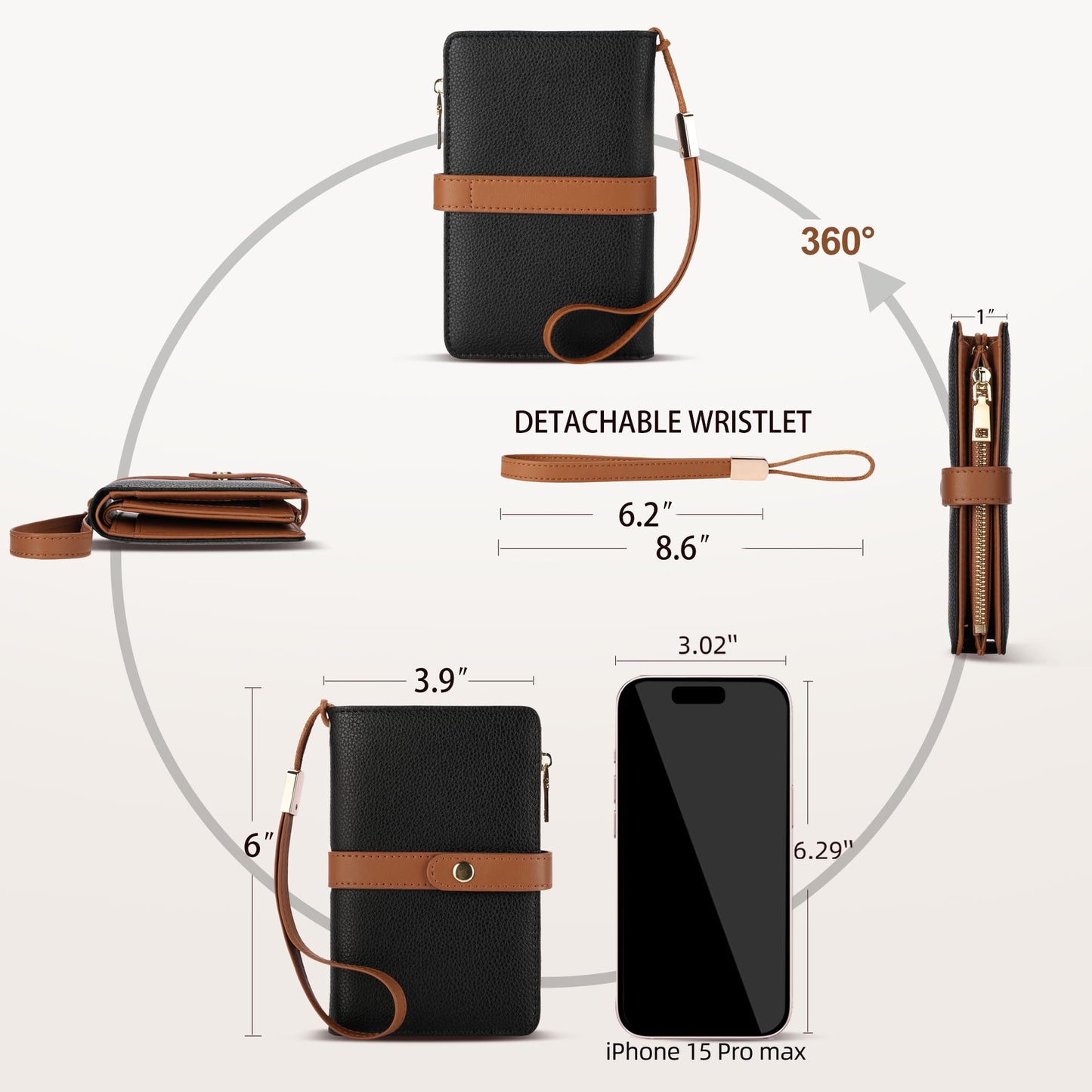 Small Wallet Women RFID Blocking Vegan Leather Slim Thin Bifold Credit Card Wallet Passport Holder Ladies Travel Wallet Mini Purse with Zipper Pocket