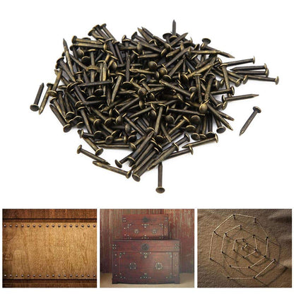 newlng 500PCS Small Nail Round Head Tiny Nails String Art Nails Hand-Made Hardware Accessories Fasteners 1 X 10mm/0.04"X0.4"(DXL) Bronze