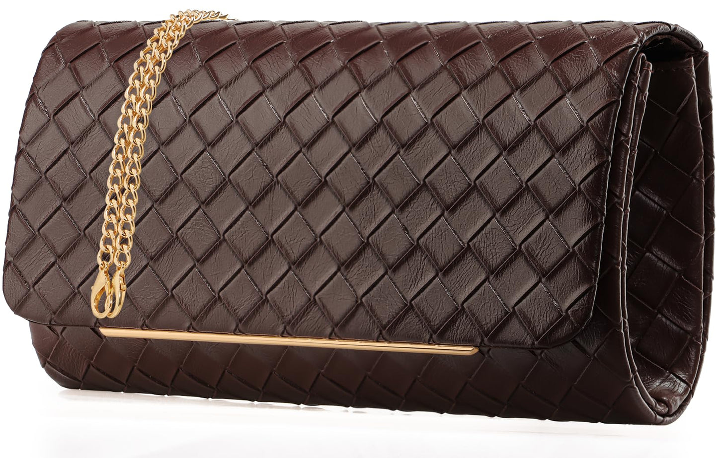 nodeber Women's Clutch Purse with Detachable Strap | Evening Handbags for Parties and Weddings(Chococlate)