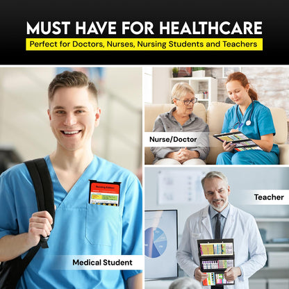 Nursing Clipboard Foldable with Medical Edition Cheat Sheets, 3 Layers Aluminum Foldable Clipboard for Nursing, Notepad for Students, Nursing School Essentials (Black)