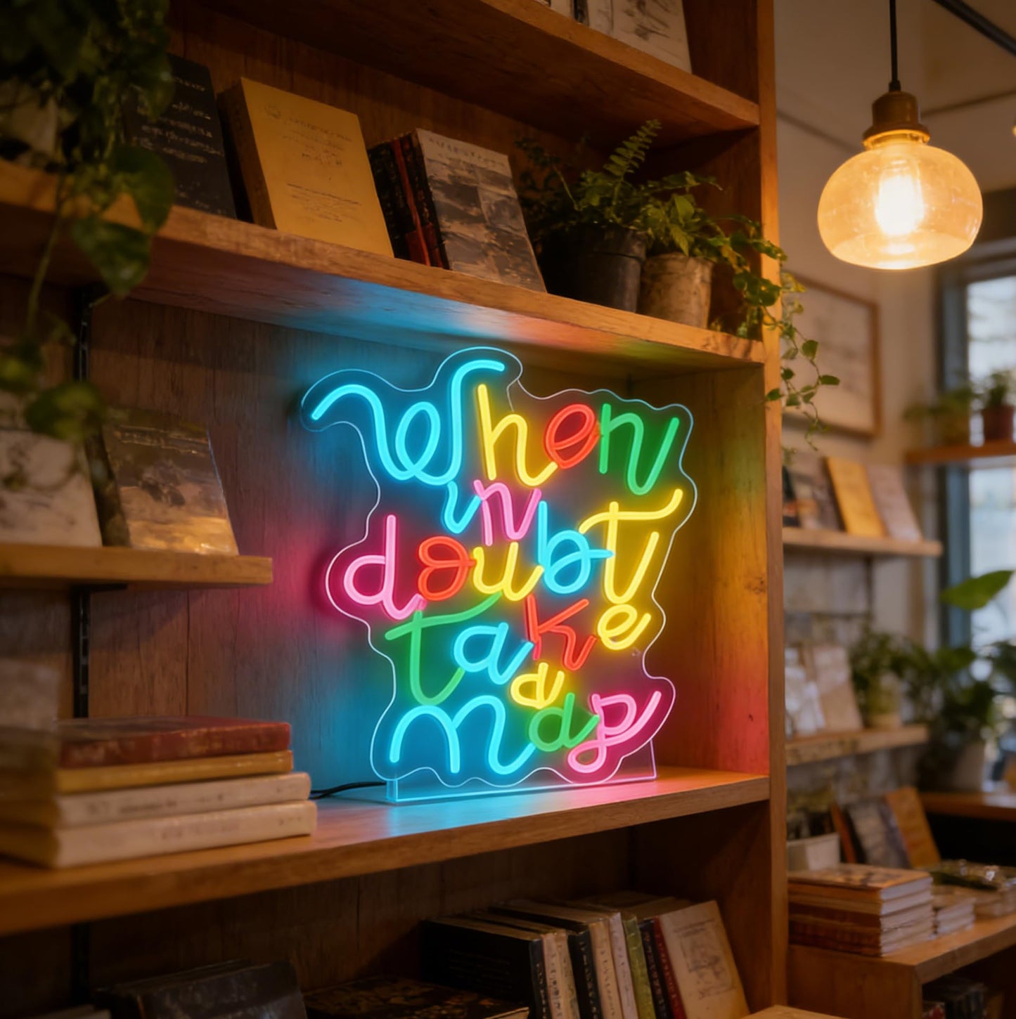 When in Doubt Take a Nap Neon Sign, LED Light Up Wall Decor, USB Powered Dimmable Neon Light, Home Bedroom Living Room Office Decoration, Motivational Quote Art Decor Gift for Teens Adults Friends