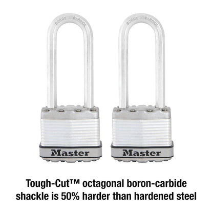 Master Lock M1XTLJ Magnum Heavy Duty Padlock with Key, 2 Pack Keyed-Alike