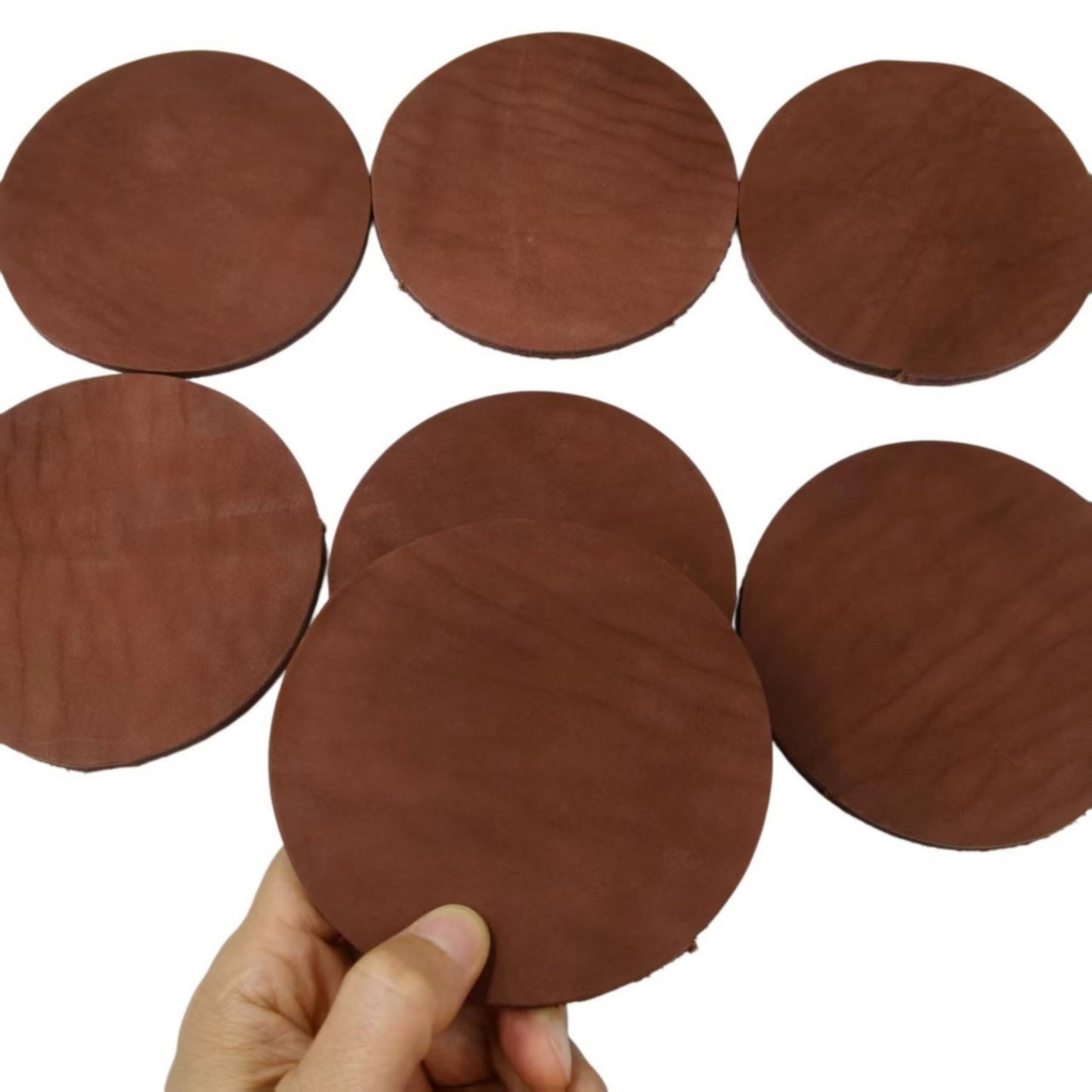 YiJiaXiang 120mm diameterRound Sliced Genuine Leather, 3-5mm Thick Natural Leather, Suitable for Stamping pad Leather Cutting Pieces, Coaster Making Process (Coffee Color 20 Pieces)