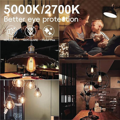 LED Light Bulbs Edison dimmable Bulbs Warm White 2700K Light Bulbs,E26 Base Energy Saving Equivalent 60W Incandescent watt,Antique Glass Style for Home, Bedroom. (2700k Warm White, 12-Pack)