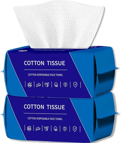 200 Count Disposable Face Towel, Dual-Textured Clean Wipes – Dry/Wet Use