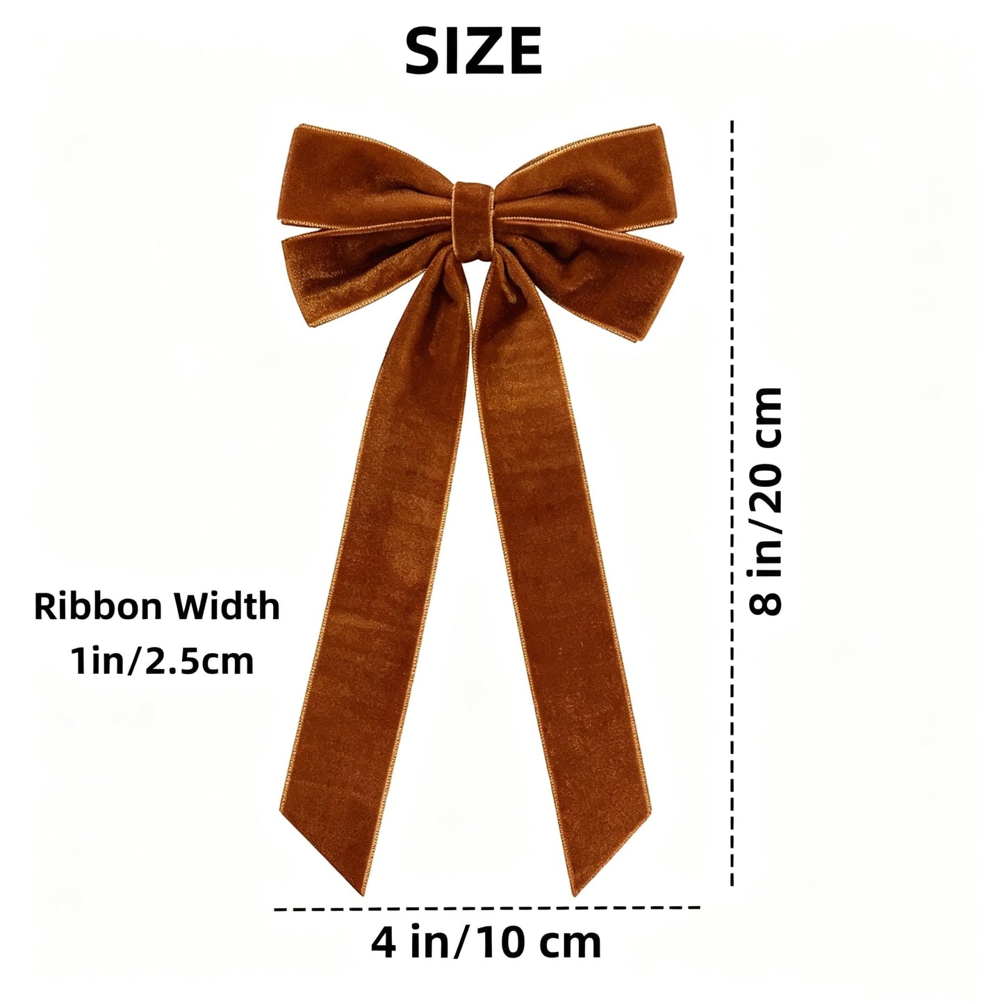36PCS Brown Velvet Bows for Christmas Tree, 4x8" Pre-made Luxury Velvet Ribbon Bows Ornaments with Twist Ties & Self Adhesive for Xmas Tree Wreath Garland Gift Wrapping Home Indoor Outdoor Decor
