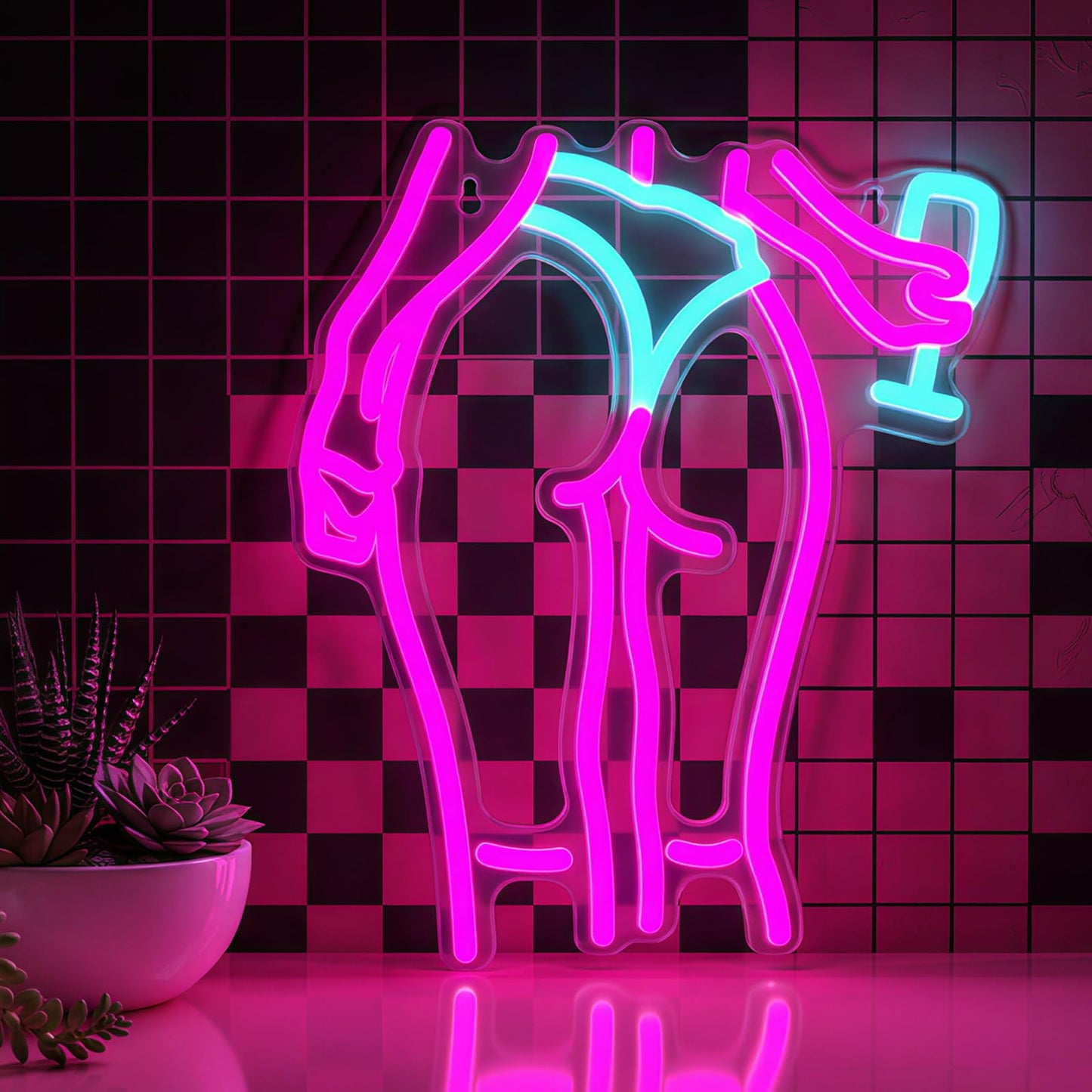 Lady Neon Signs Neon Signs for Wall Decor Pink Blue LED Light Sign for Preppy Room Decor Bedroom with Woman Pattern Light Up Sign for Birthday Party Decoration USB Powered