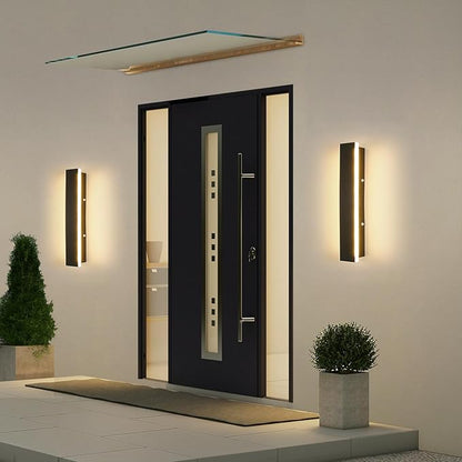 Mikeru 2 Pack Outdoor Wall Light, 11.82 Inch Front Porch Light, 3000k Black Exterior Wall Light Ip65 Waterproof Led Wall Mount Lighting, Exterior Wall Lights for House Courtyard Balcony Porch