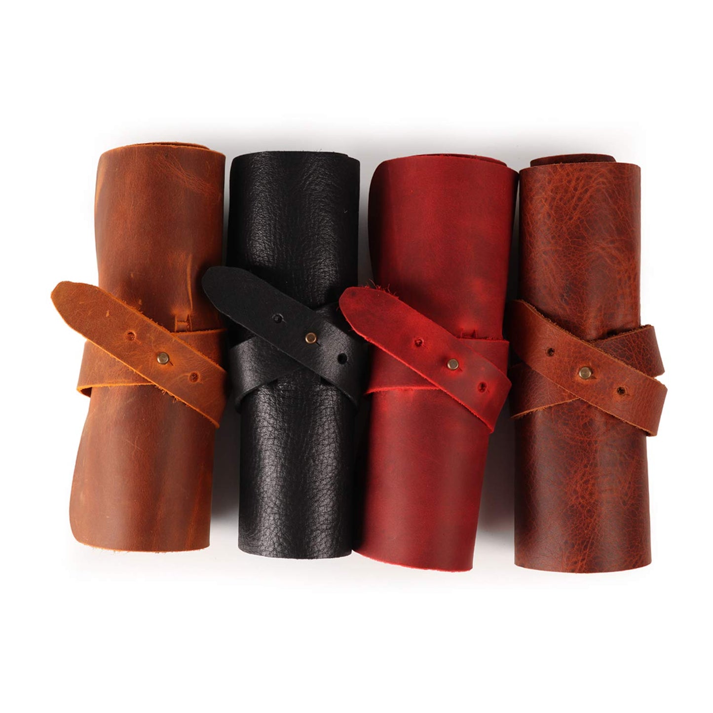 Londo Genuine Leather Retro Pen and Pencil Case - Metal Snap Fastener, Pencil Pouch Stationery Bag