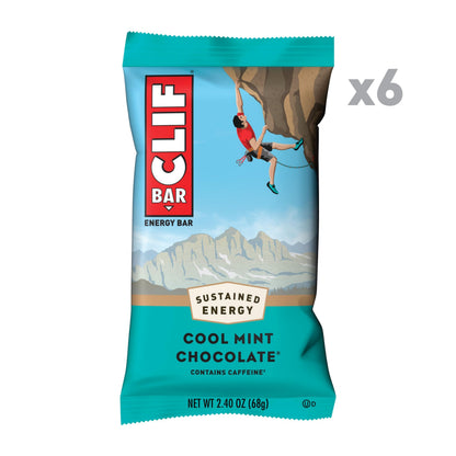 CLIF BAR - Cool Mint Chocolate with Caffeine - Made with Organic Oats - 10g Protein - Non-GMO - Plant Based - Energy Bars - 2.4 oz. (6 Pack)