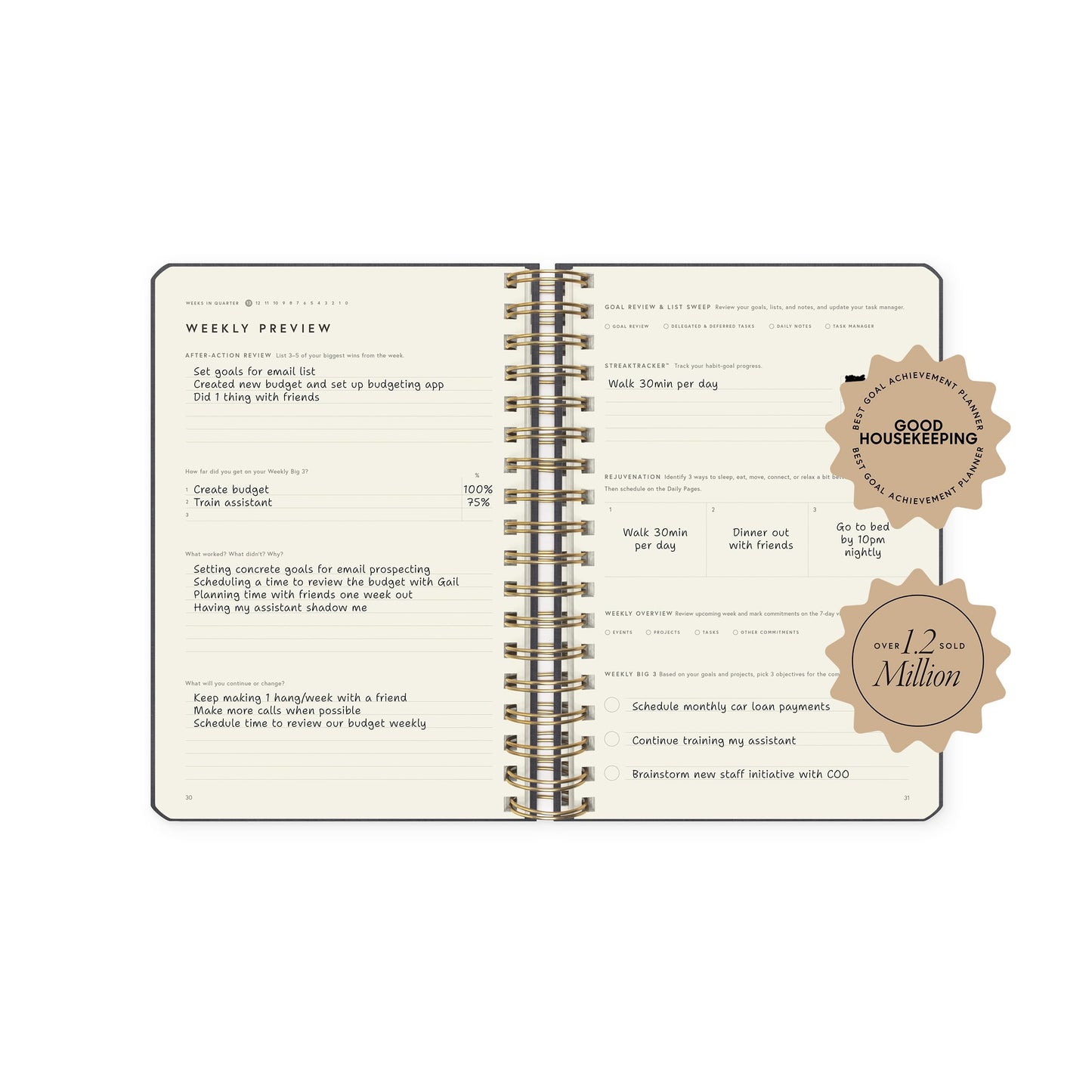 Full Focus Linen Coil Planner by Michael Hyatt - The #1 Daily Planner to Set Annual Goals, Increase Focus, Eliminate Overwhelm, and Achieve Your Biggest Goals - Hardcover (Finch)