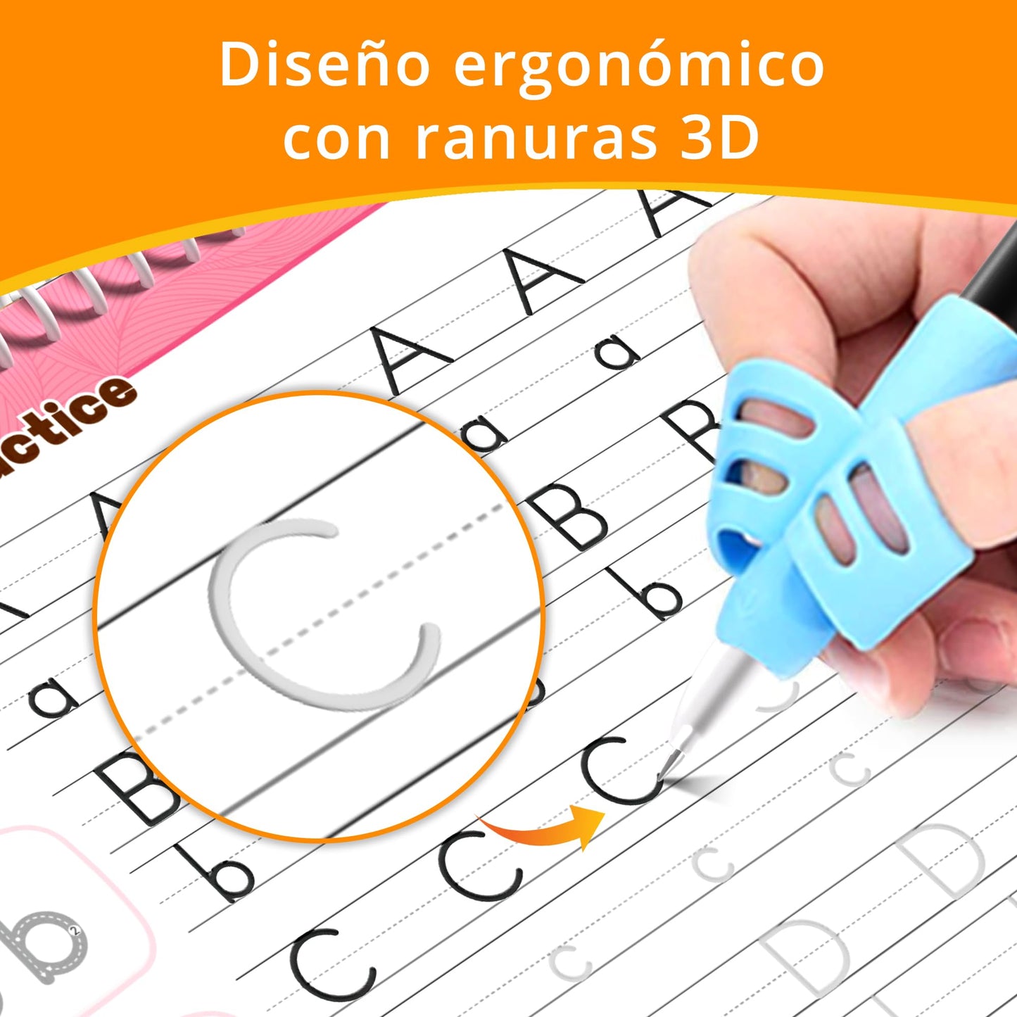 Timetome Large Magic Grooved Writing Practice for Kids 3-5 – Spanish Edition | Grooved Writing Books Ages 6-8, Handwriting Practice for Kids 5-7, Preschool Tracing Workbook for Boys & Girls