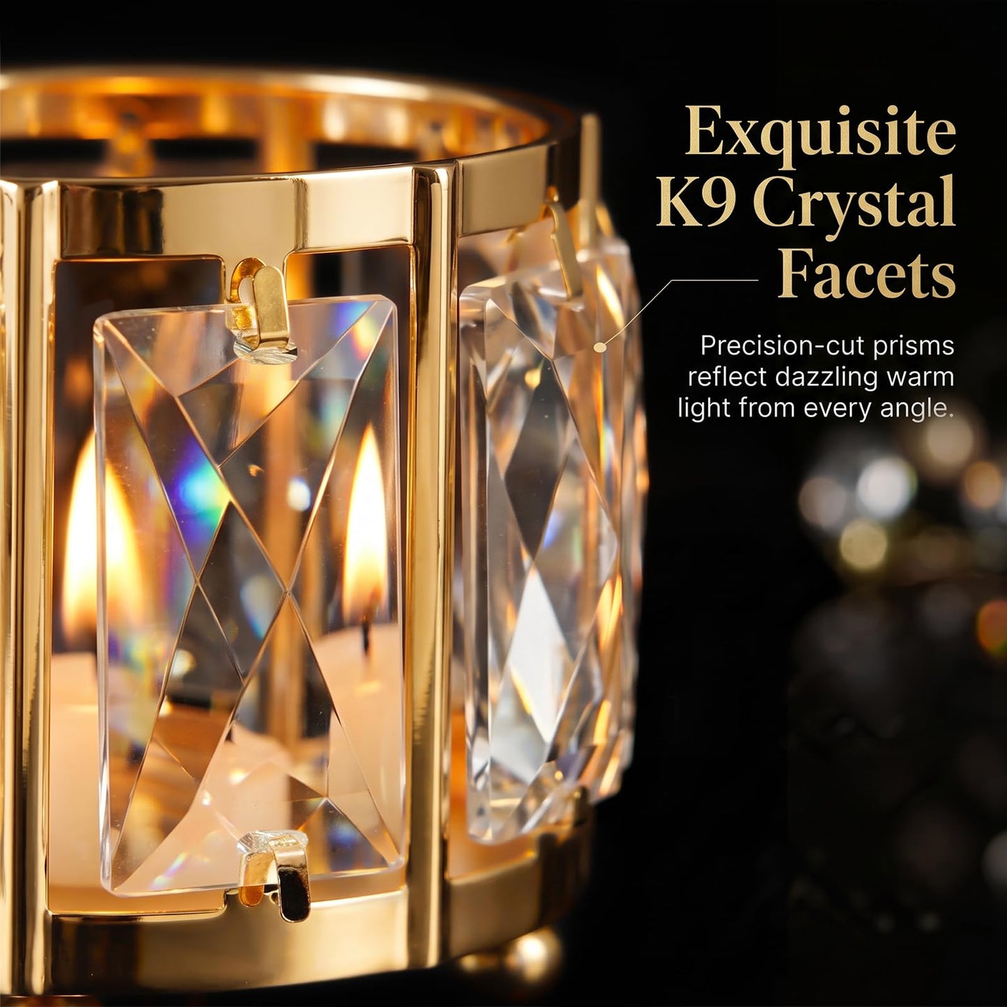Kolnlala 6pcs Tabletop Tealight Crystal Candle holders3.5''x3.5'' Class Votive Holder Home Decoration,Table centerpieces/Wedding Decor,Gorgeous Gift,Tabletop/Centerpiece Votive Holder (French Gold)