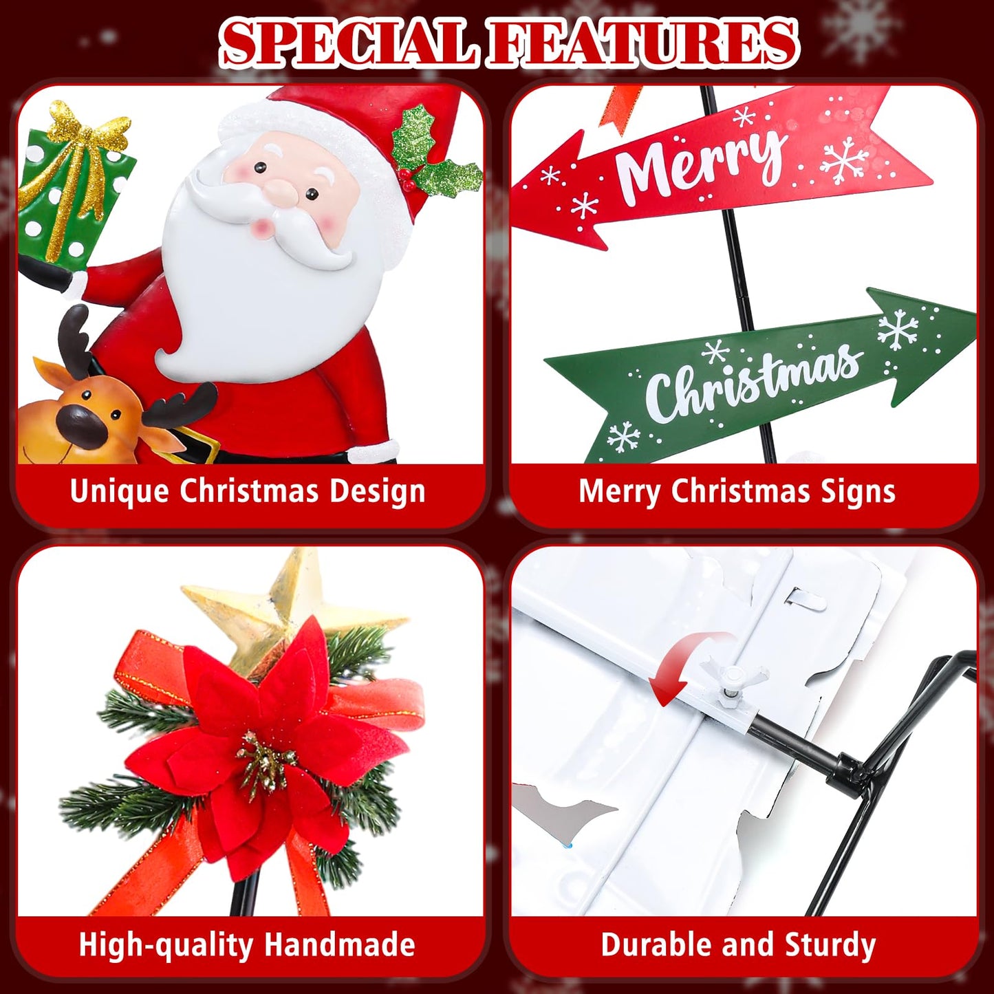 Christmas Decorations Outdoor Yards Signs, 47" Metal Xmas Santa Claus Signs with Stakes, Merry Christmas Yard Decorations for Front Door Lawn Patio Garden Outside Decor