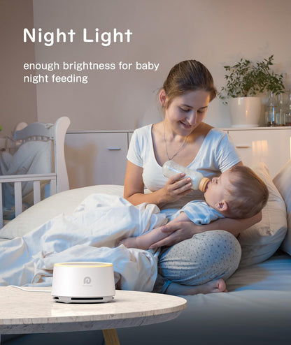 Dreamegg D1 Sound Machine - White Noise Machine with Baby Night Light for Sleeping, High Fidelity Sounds, Timer & Memory Feature, Sound Machine for Baby Adults, Home, Office, Travel (White)