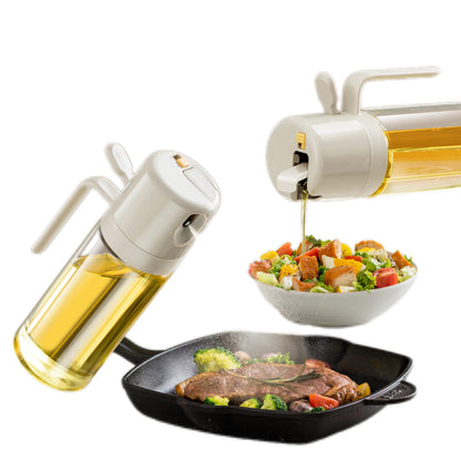 Oil Sprayer for Cooking, 18.6oz/550ml 2 in 1 Olive Oil Dispenser Bottle for Kitchen, Oil Mister Spray Bottle for Cooking, Air Fryer, Salad, Frying, BBQ (Creamy White)