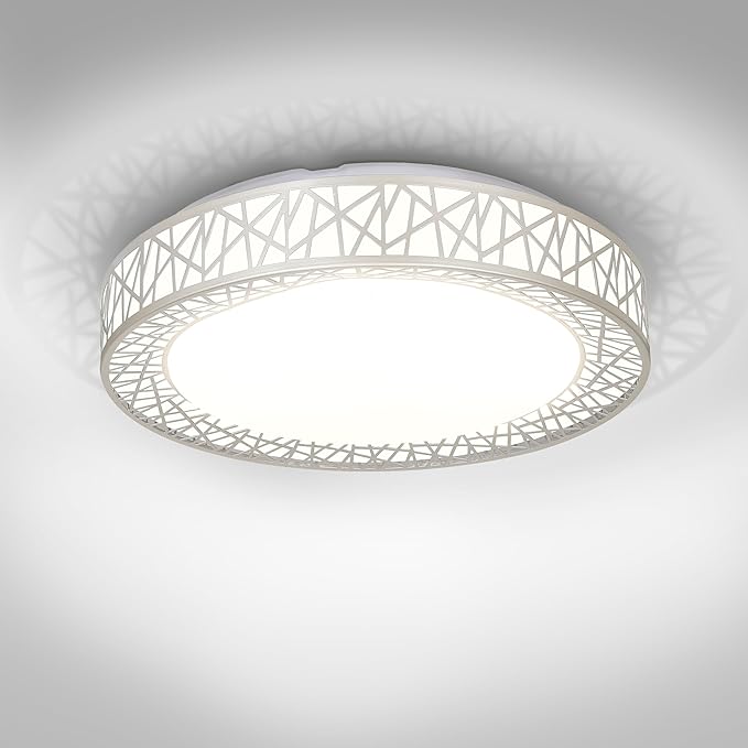 ASD 18 Inch LED Flush Mount Ceiling Light Fixture for Bedroom, 35W 1992LM 5CCT 2700K-5000K, Triac Dimmable Lights, Dining, Living Room, Kitchen Lamps, Modern Home Lighting Fixtures, Nickel, ETL