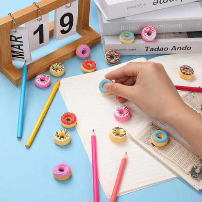 Donut Erasers, 25 Pieces Bulk, 3D Cute Food Novelty Pencil Erasers for Candy Party Favor Gift Filling and Art Supplies