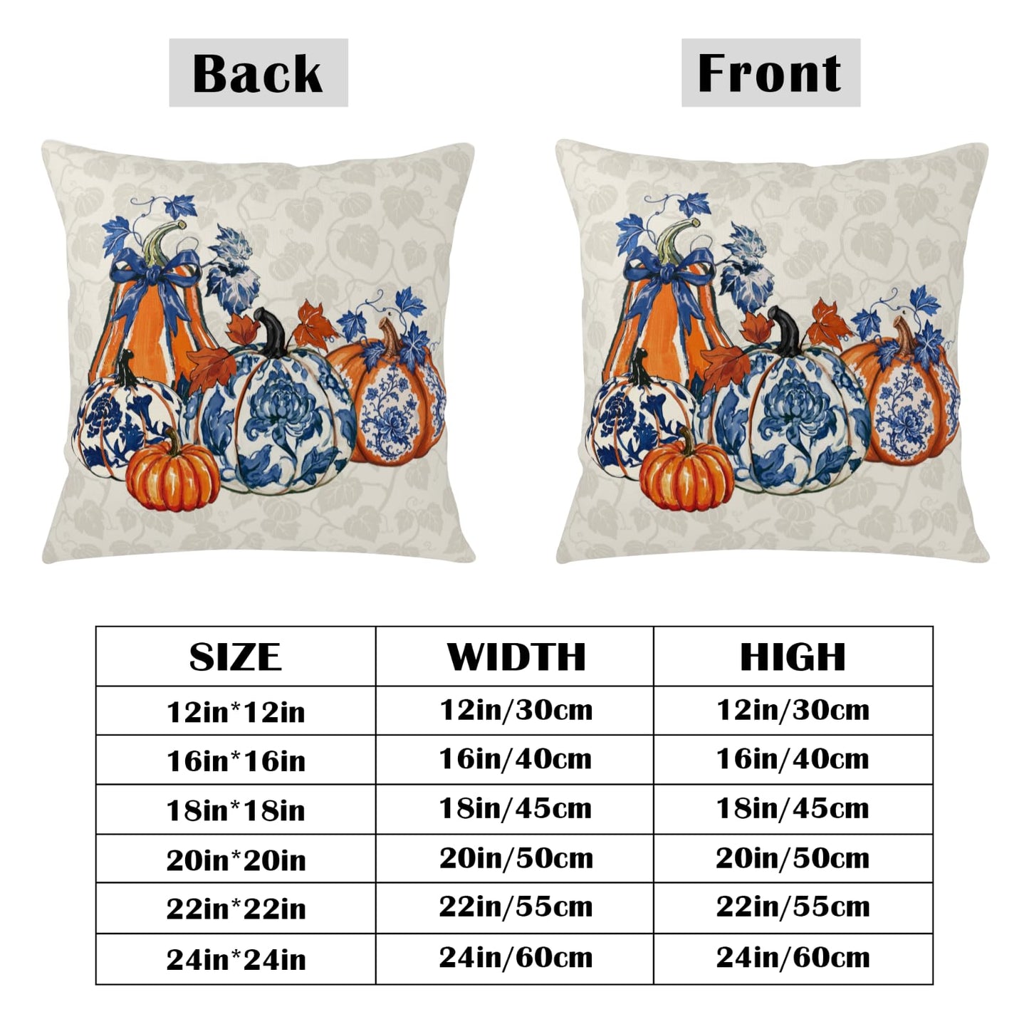 ABSOP Fall Orange Blue Pumpkin Pillow Covers 18x18 Inch Autumn Decorative Throw Pillow Covers Set of 2 Thanksgiving Harvest Pillowcases for Soft Couch Room Decor