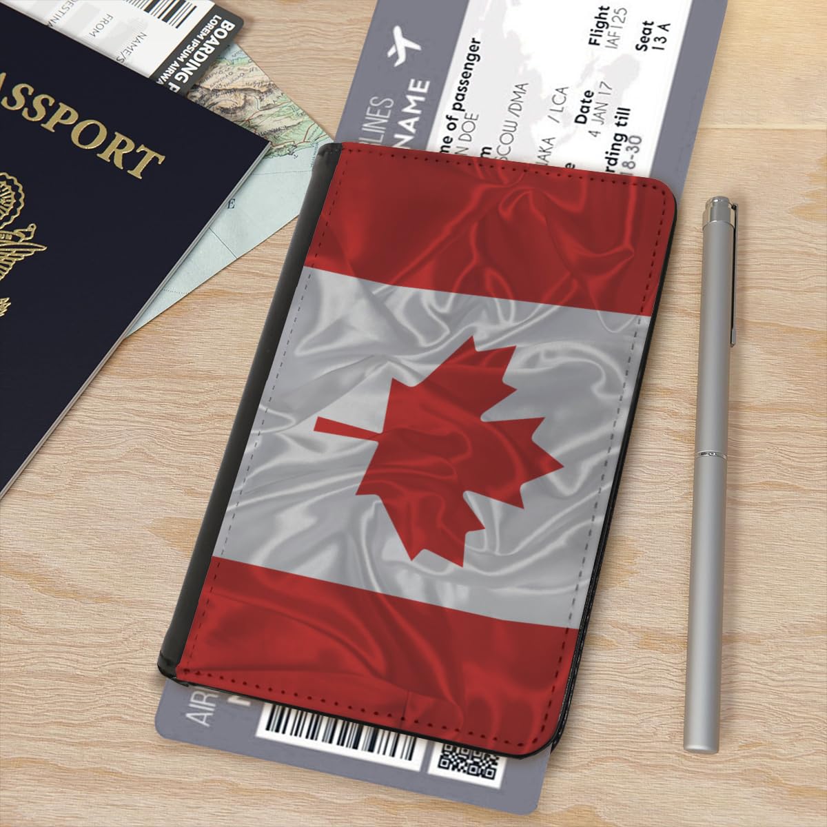 Canada Canadians Flags Passport Holder Cover Wallet Case Novelty PU Leather with Card Slot Travel Accessories Protector for Women Men