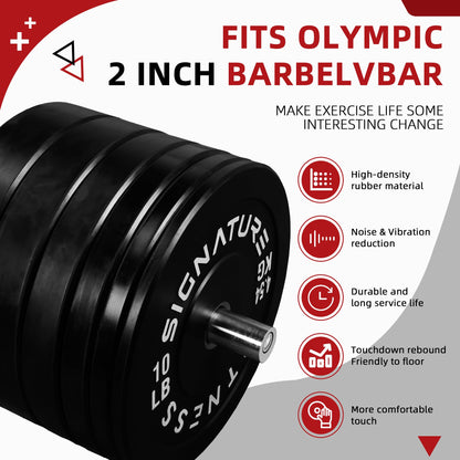 Fitvids 2-Inch Olympic Bumper Weight Plates Set Including 180 LB Weight Plates & 7FT Olympic Barbell Bar, Black