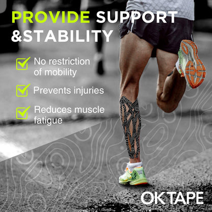 OK TAPE PRO Kinesiology Tape Uncut Roll, Elastic Physical Therapy Athletic Tape for Pain Relief, Muscle Support, Kinetic Tape, Water Resistant, 2in X 16.4ft -Beige 4 Pack