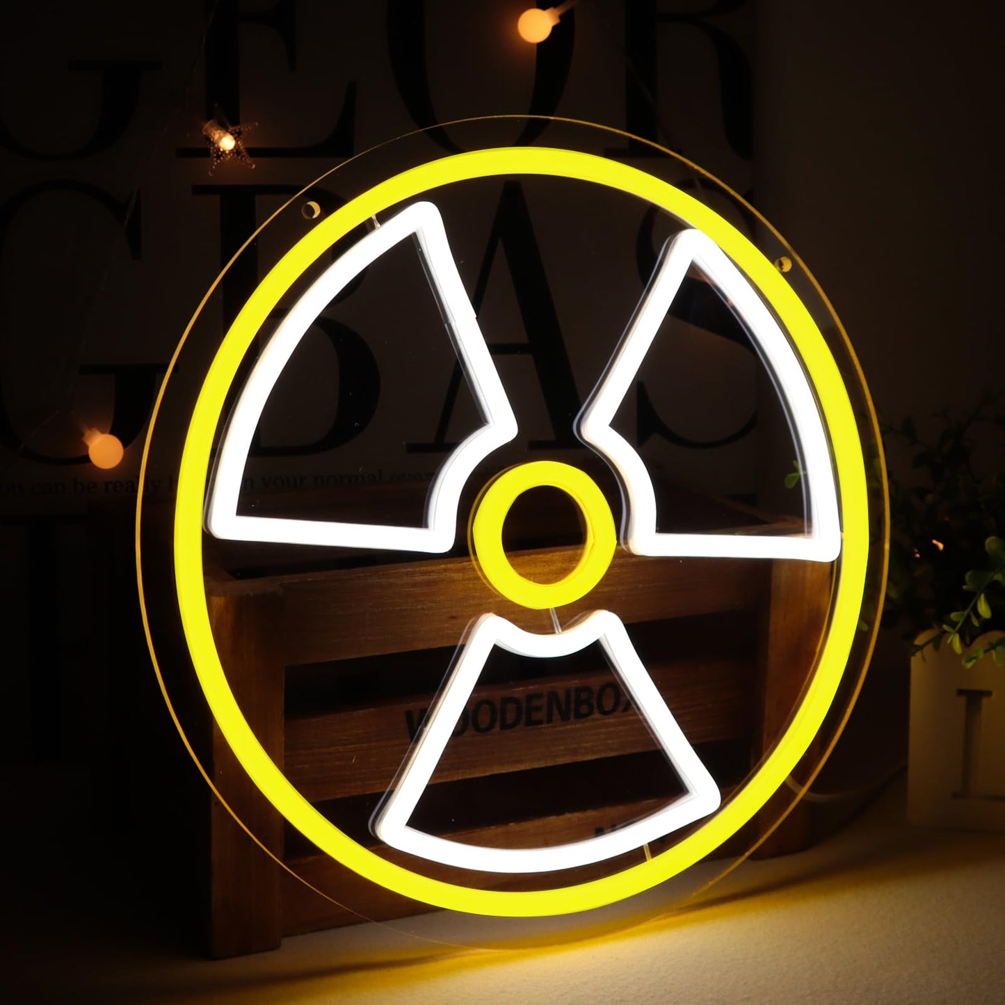 TOPQUALI Nuclear Radiation Marker Neon Sign for Wall Decor,Led Nuclear Radiation Neon Lights for Bedroom Gaming Room, Dimmable Game Neon Signs Suitable for Christmas Birthday Party Gift12.2*12.2 Inch
