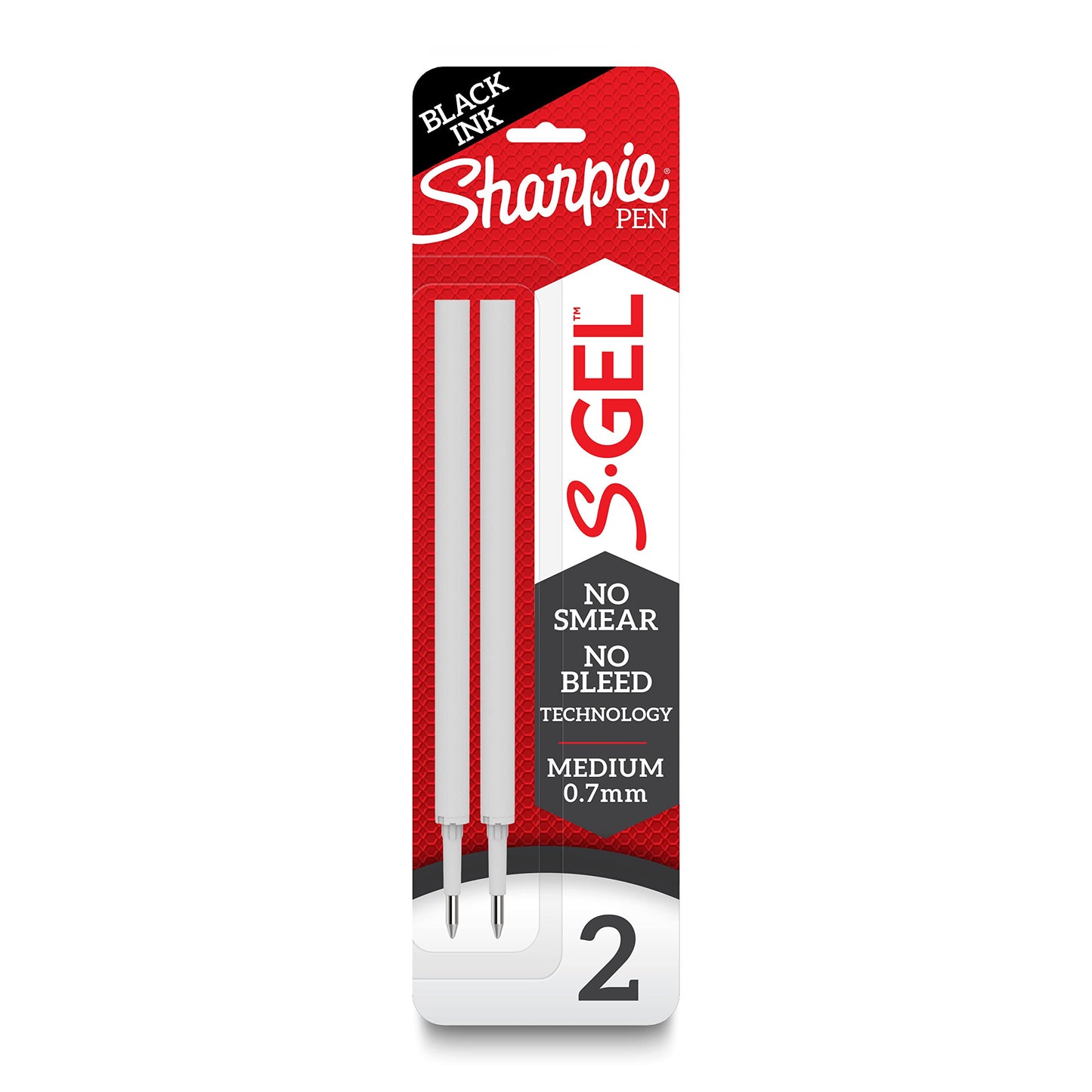 Sharpie S-Gel Refills, Black Gel Ink, Medium Point (0.7mm), 6 Packs of 2ct, 12 Total Refills