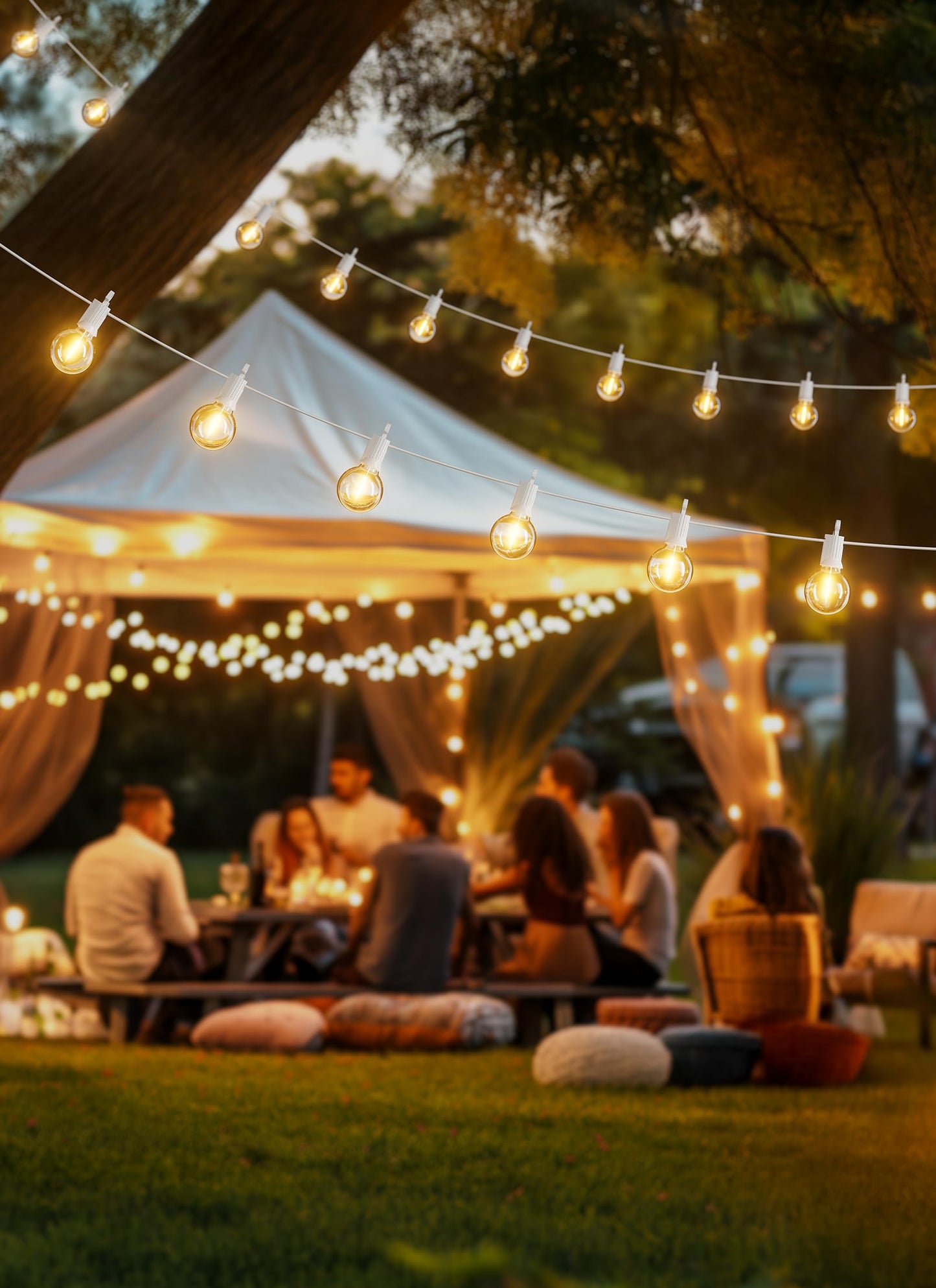 Brightown 69 Feet LED Outdoor String Lights with Shatterproof G40 Edison Bulbs, Connectable and Weatherproof Strand, Commercial Grade Patio Lights for Backyard Garden Patio Decorative, White