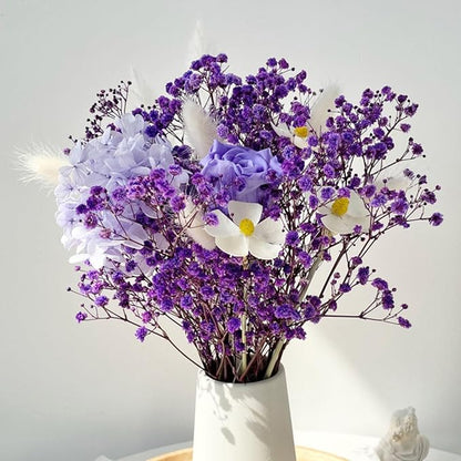 Dried Baby's Breath Bouquet - 17 Inch 1800+ Purple Dry Flowers, Natural Gypsophila Branches for Wedding, Table Vase Decor, DIY Wreath Floral, Home Office Party Garden Decoration