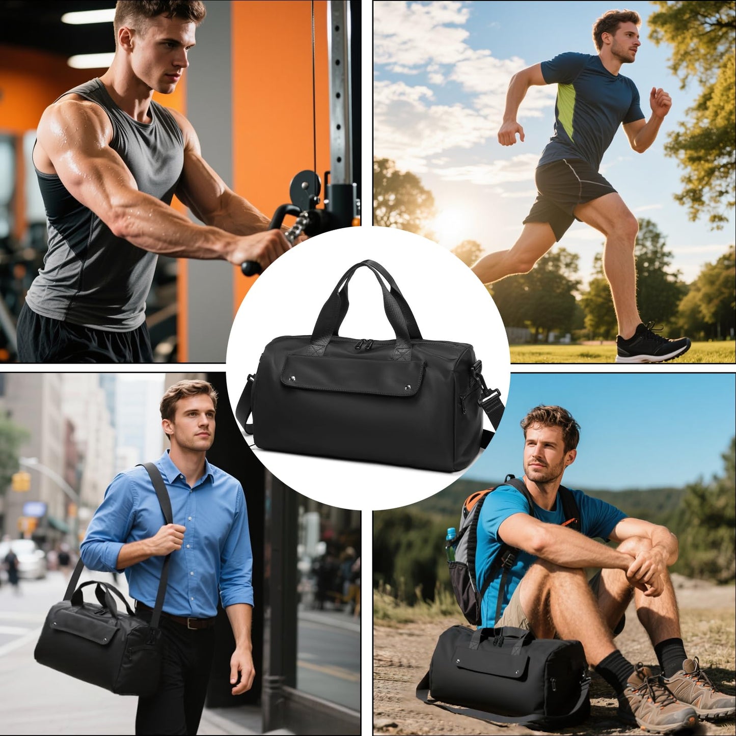 UMydeal Gym Bags for Men, Small Duffle Bag for Travel, Waterproof Overnight Bag with Shoe Compartment, Cordura Sports Bag for Fitness/Short Trip