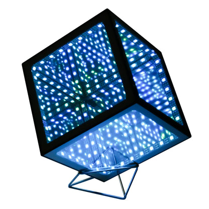 Heepulor Infinity Mirror Hyper Cube Table Lamp, Desk Art Night Light, Color-Changing Music-Sync APP-Controlled Ambient Light for Gaming, Party, Home, Gift (4Inchs Without APP)