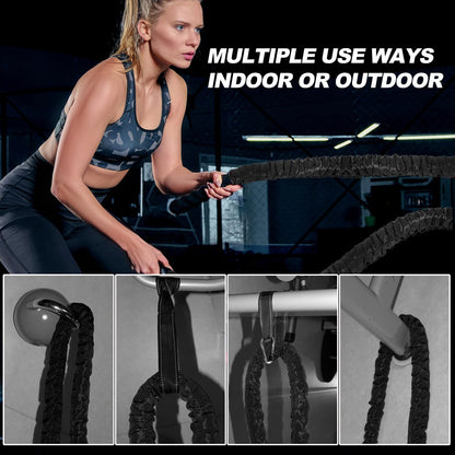 Brobantle Battle Rope 1.5 Inch Diameter,Black 30FT Exercise Workout Ropes for Home Gym Heavy Weighted Training Rope for Working Out