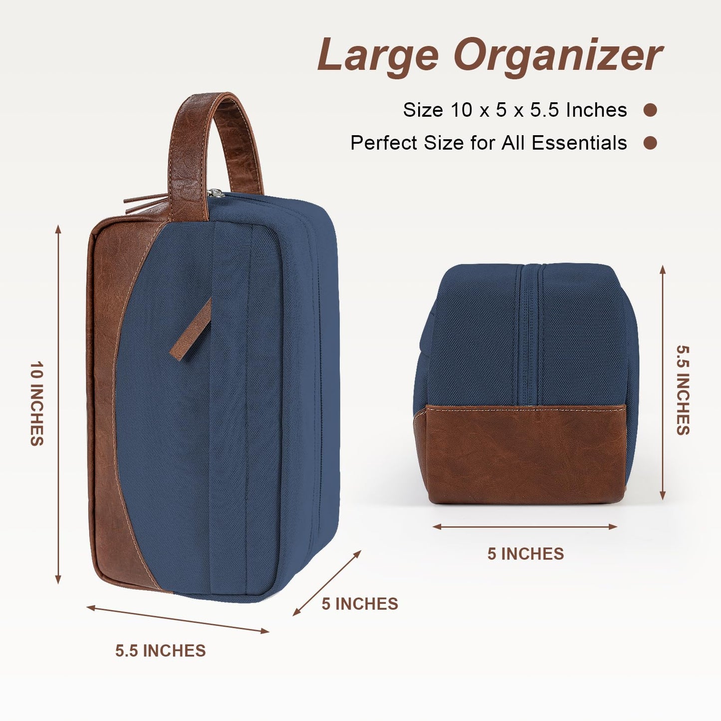 Ezday Travel Toiletry Bag for Men, Hanging Toiletry Organizer, Water Resistant Shaving Kit with Large Capacity for Travel Accessories (Blue, Medium)