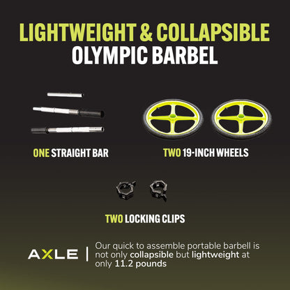 AXLE Home Gym Workout Barbell Weight Set, Strength Training and Collapsible Weight Bar for Deadlift, Pilates, Vertical & Horizontal-Plane Exercises for Men, Women, and Youth
