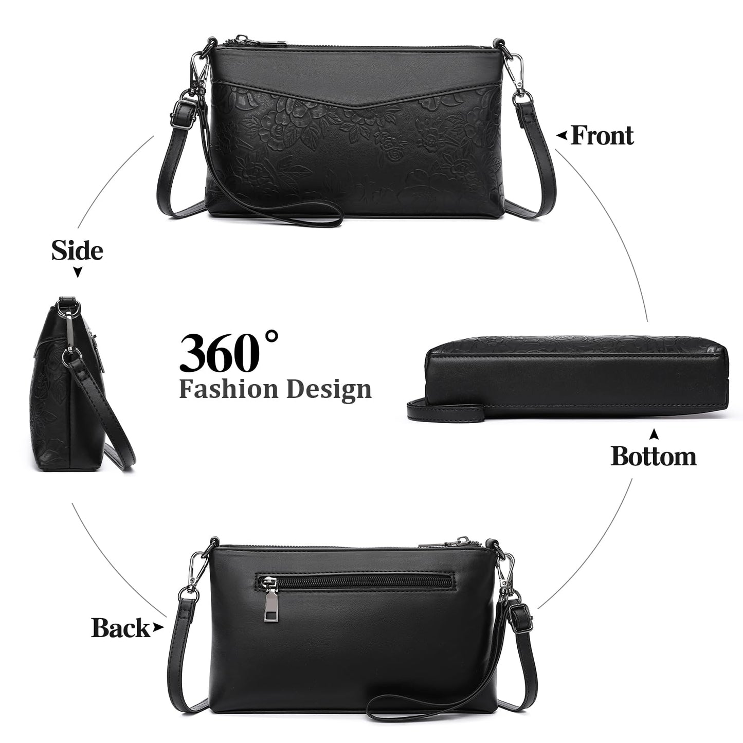 GAEKEAO Small Crossbody Bag for Women Vegan Leather Wristlet Clutch Wallet Purses Shoulder Bag with Adjustable Strap