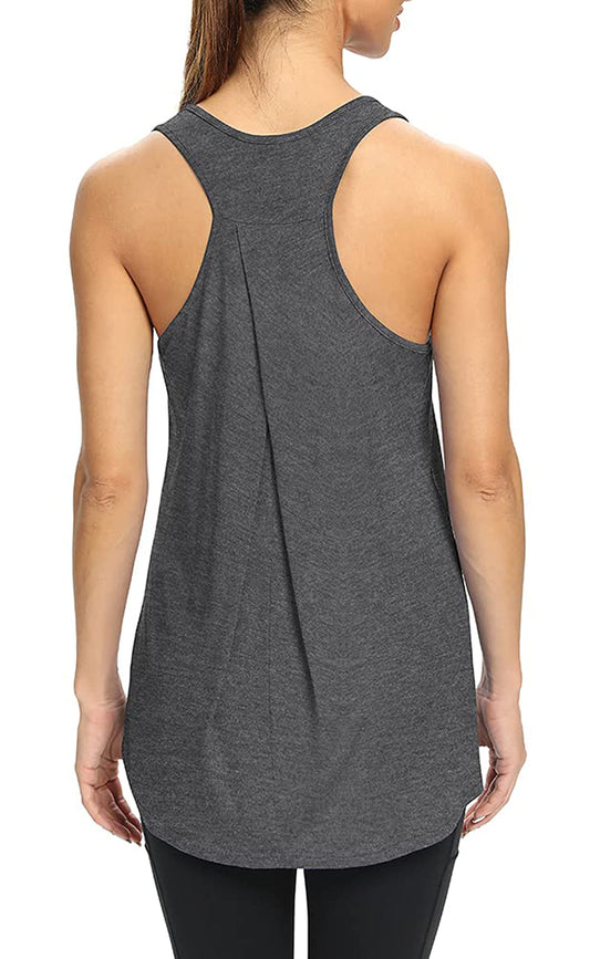 Bestisun Womens Yoga Workout Tops Long Sports Clothing Athletic Wear Gym Exercise Clothes Heather Gray XL
