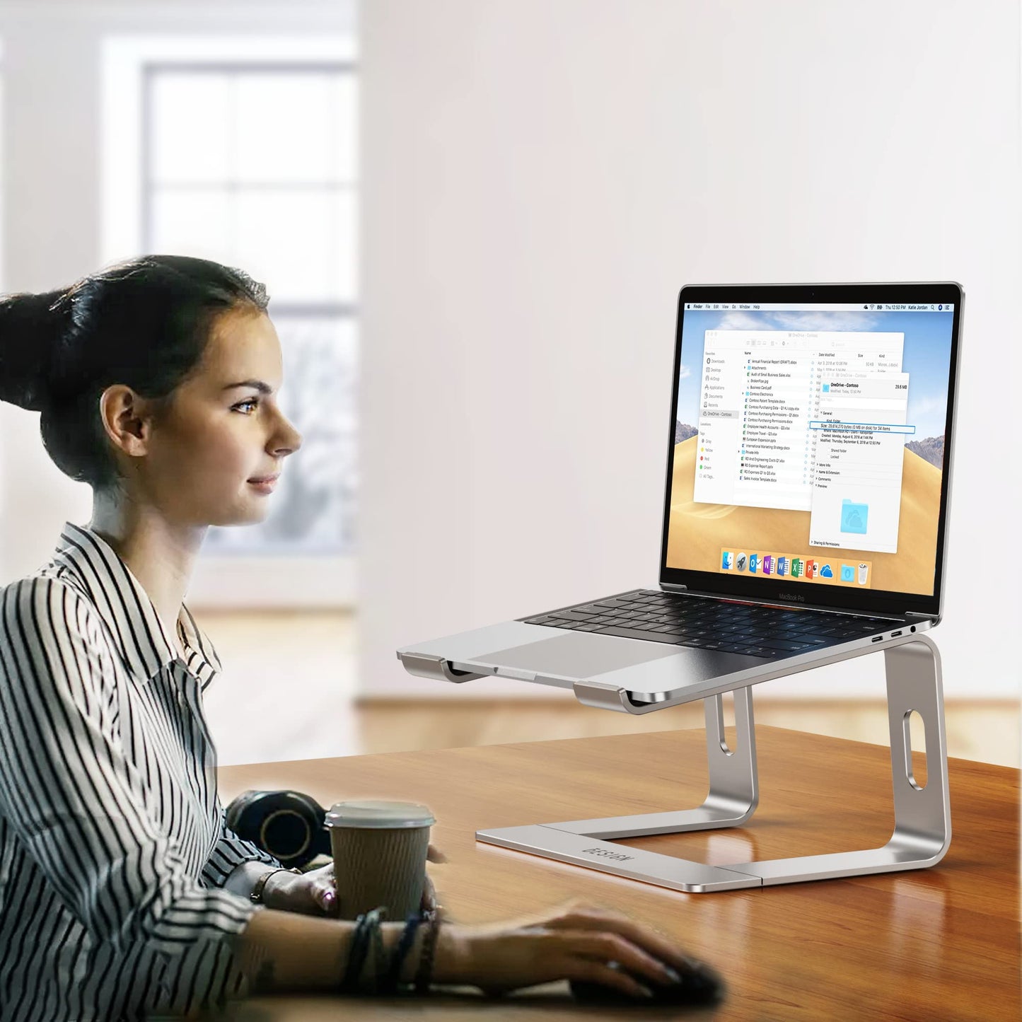 BESIGN LS03 Aluminum Laptop Stand, Ergonomic Detachable Computer Stand, Notebook Riser, Laptop Mount Compatible with Air, Pro, Dell, HP, Lenovo More 10-15.6" Laptops, Silver