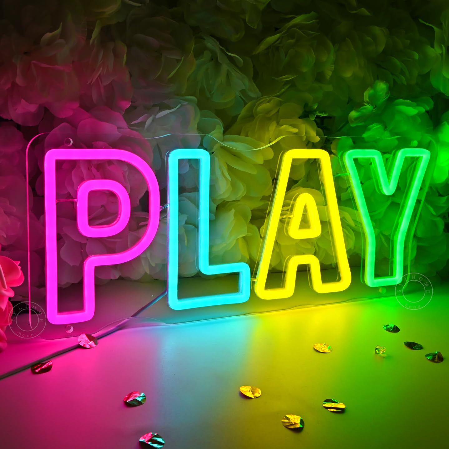 SYLHOME Play Led Neon Light Sign Colorful Bedroom Kids Room Playroom Bar Wall Sign Decor Birthday Party Christmas Gifts 15.75" X 6.22" USB
