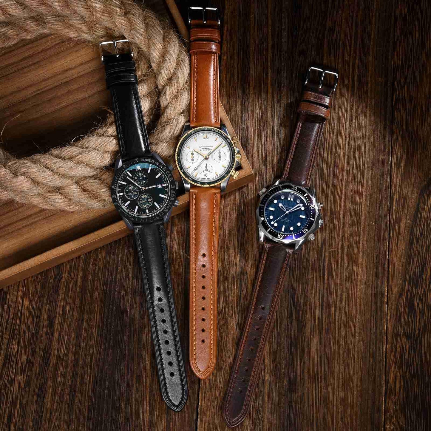 BISONSTRAP Retro Leather Watch Straps for Men, Oil Waxed Calfskin Replacement Band, Quick Release, 19mm, Toffee Brown (Silver Buckle)