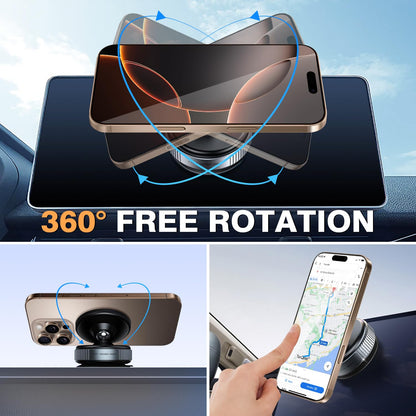 Vacuum Magnetic Car Phone Holder,360° Rotatable Suction Cup Phone Car Mount for Mag Safe Strong Magnetic Cell Phone Holder Stand for Gym/Mirror/iPhone 16e 16 Pro Max 15 14 13 12 and All Smartphones