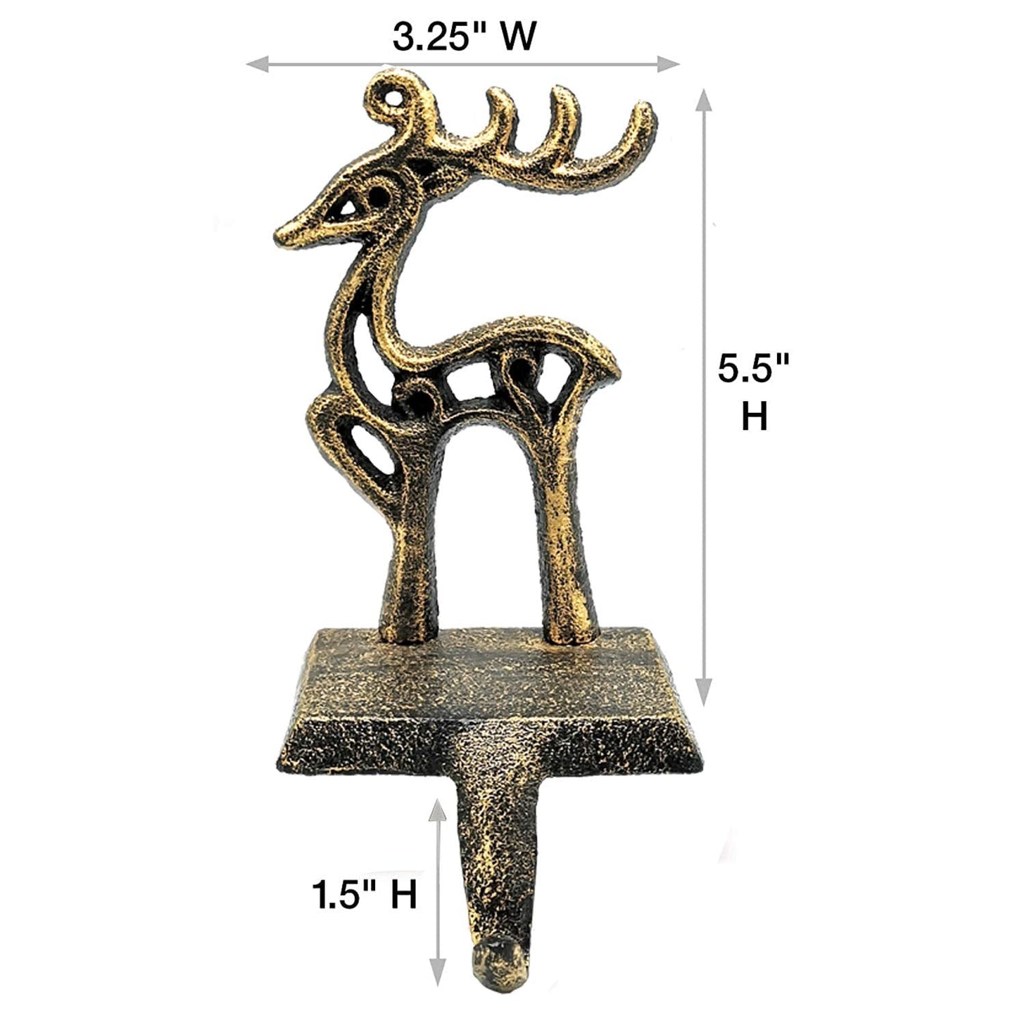 2 Pieces Reindeer Christmas Stocking Holder Christmas Hooks Skid Mantel Hooks Hanger for Fireplace Free Standing Christmas Decorations