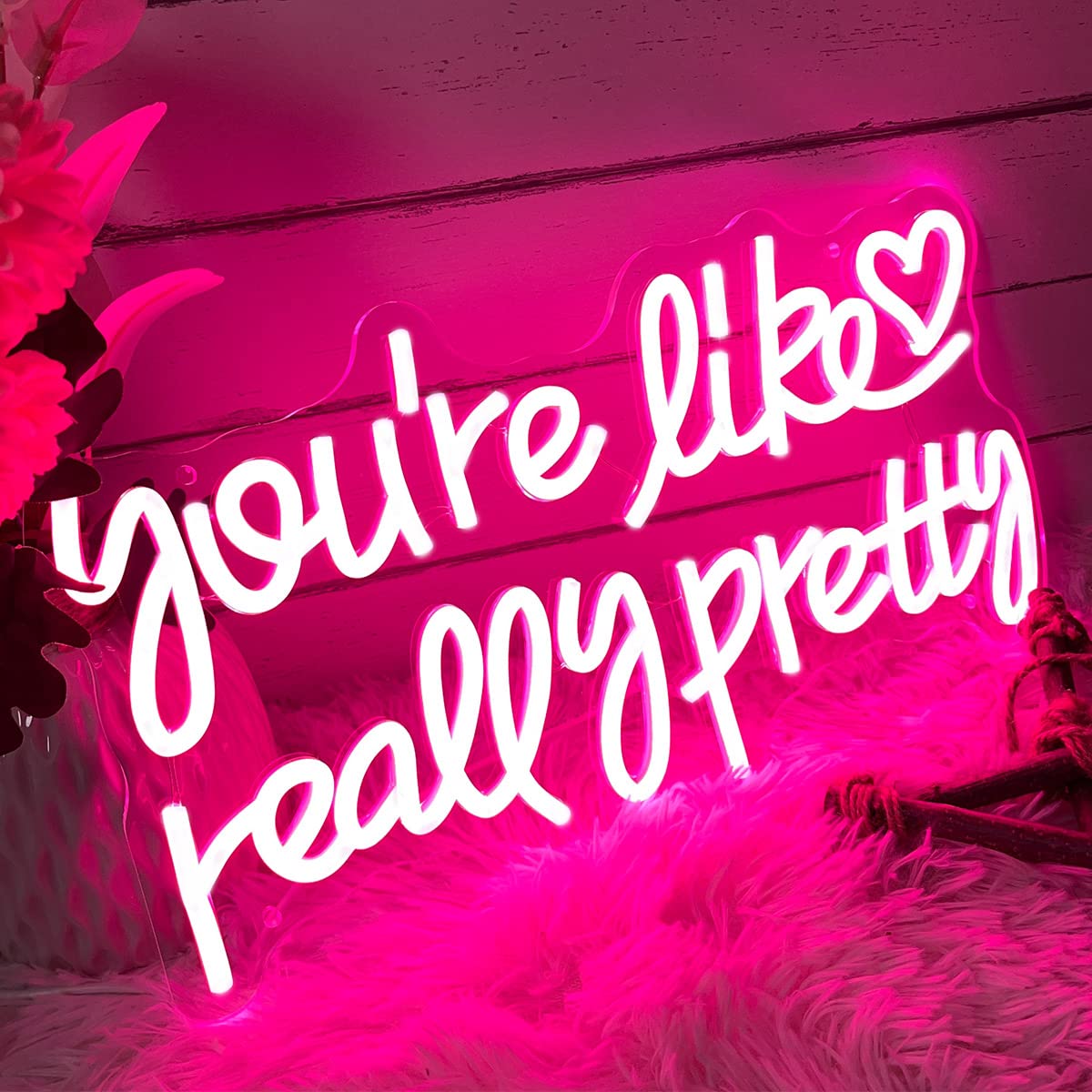 Neon Sign You're Like Really Pretty for Wall Decor Customized Led Neon Light Sign Personalized Birthday Marry Wedding Christmas Gift Sign Party Bedroom Bar Home Room (Pink,40×22 CM)