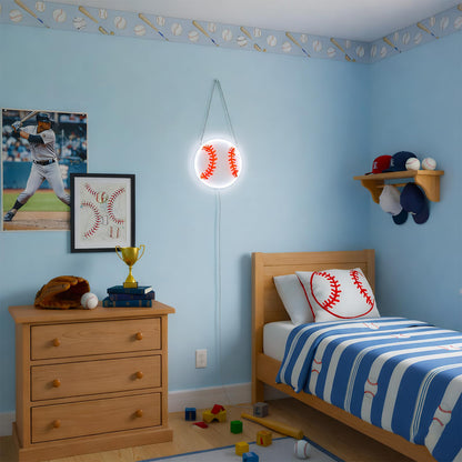 Baseball Gifts for Boys 8-12, Baseball Neon Sign for Wall Decor, Dimmable LED Light with Printed Design for Bedroom Sports Room Decor, 9 x 9 Inches