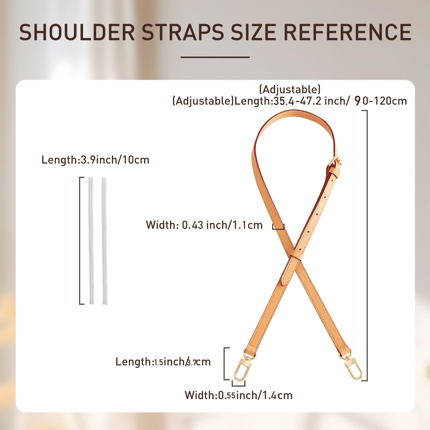 Doxo Vachetta Leather Strap Compatible with Lv Straps Replacement, Adjustable Purse Crossbody Shoulder Straps for Multi Pochette Accessoires, W: 0.43''/1.1cm, L: 35.4''-47.2''(90-120cm),Beeswax